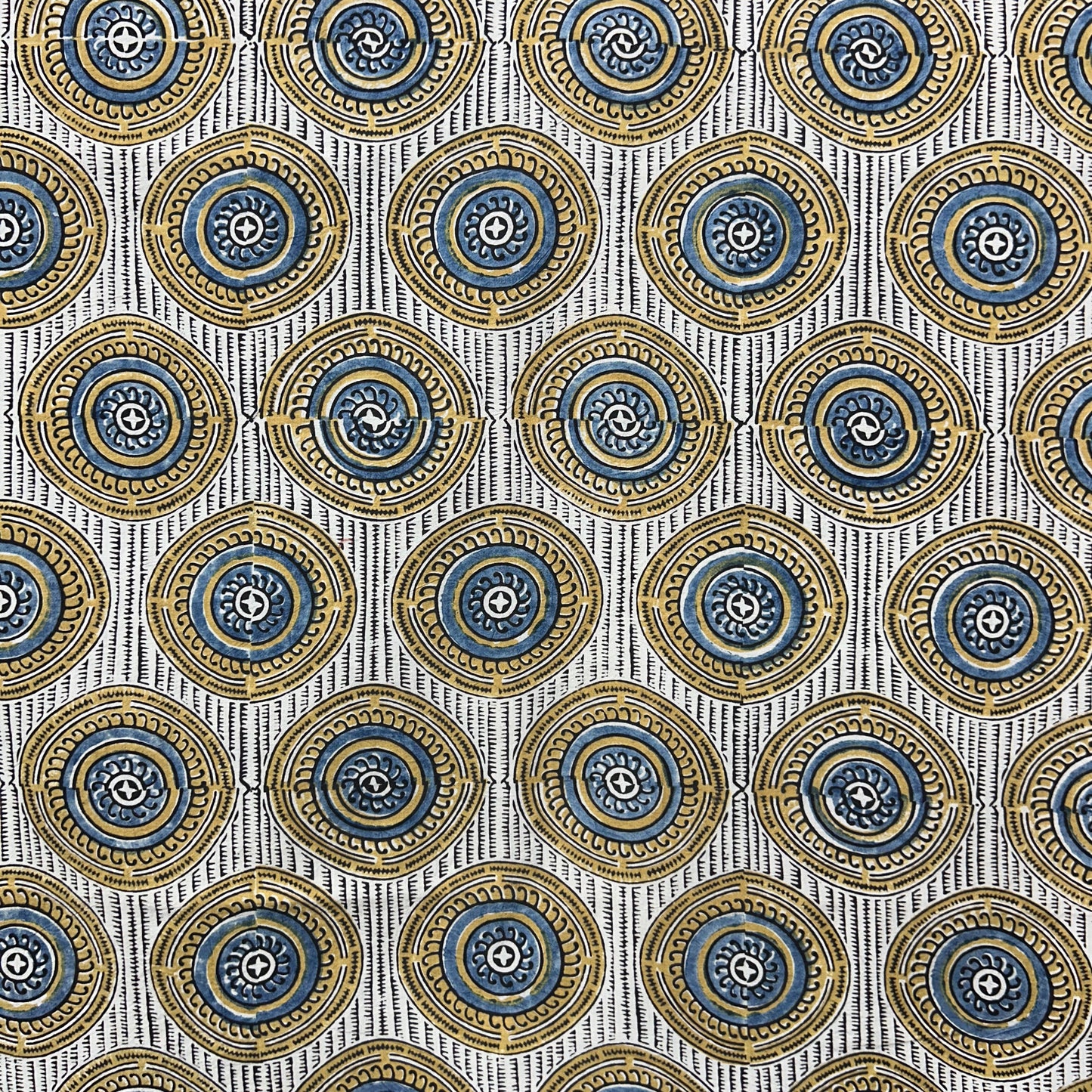 Ajrakh Cream Geometric Hand Block Printed Fabric