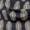 Ajrakh Black Floral Hand Block Printed Fabric