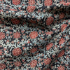 Ajrakh Black Floral Hand Block Printed Fabric