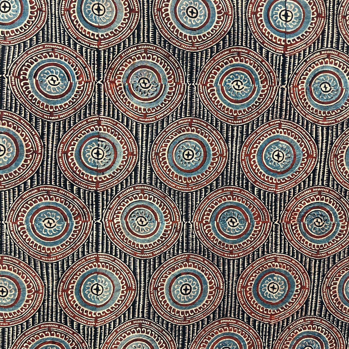 Ajrakh Black Floral Hand Block Printed Fabric