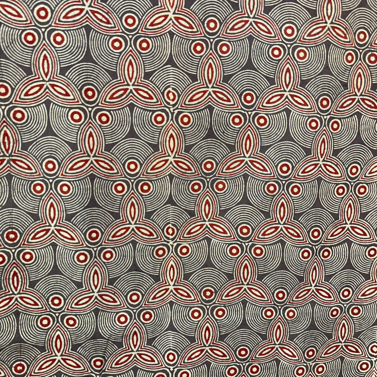 Ajrakh Brown Geometric Hand Block Printed Fabric