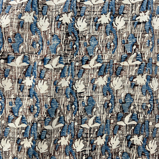 Ajrakh Cream Floral Hand Block Printed Fabric