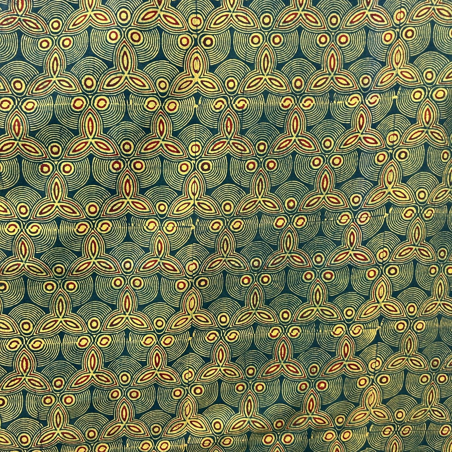 Ajrakh Green Floral Hand Block Printed Fabric