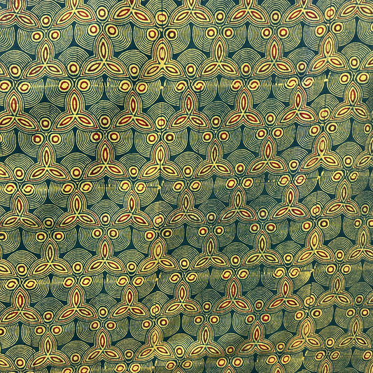 Ajrakh Green Floral Hand Block Printed Fabric