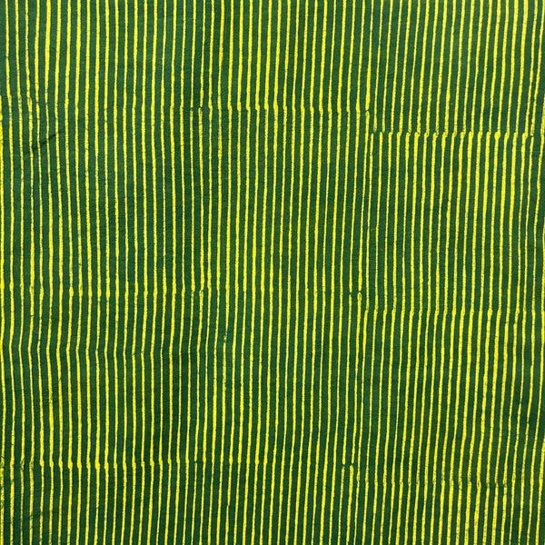 Dabu Green Stripes Hand Block Printed Fabric