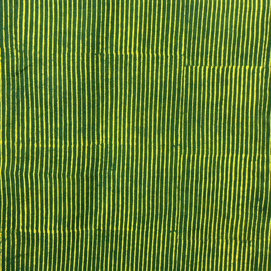 Dabu Green Stripes Hand Block Printed Fabric