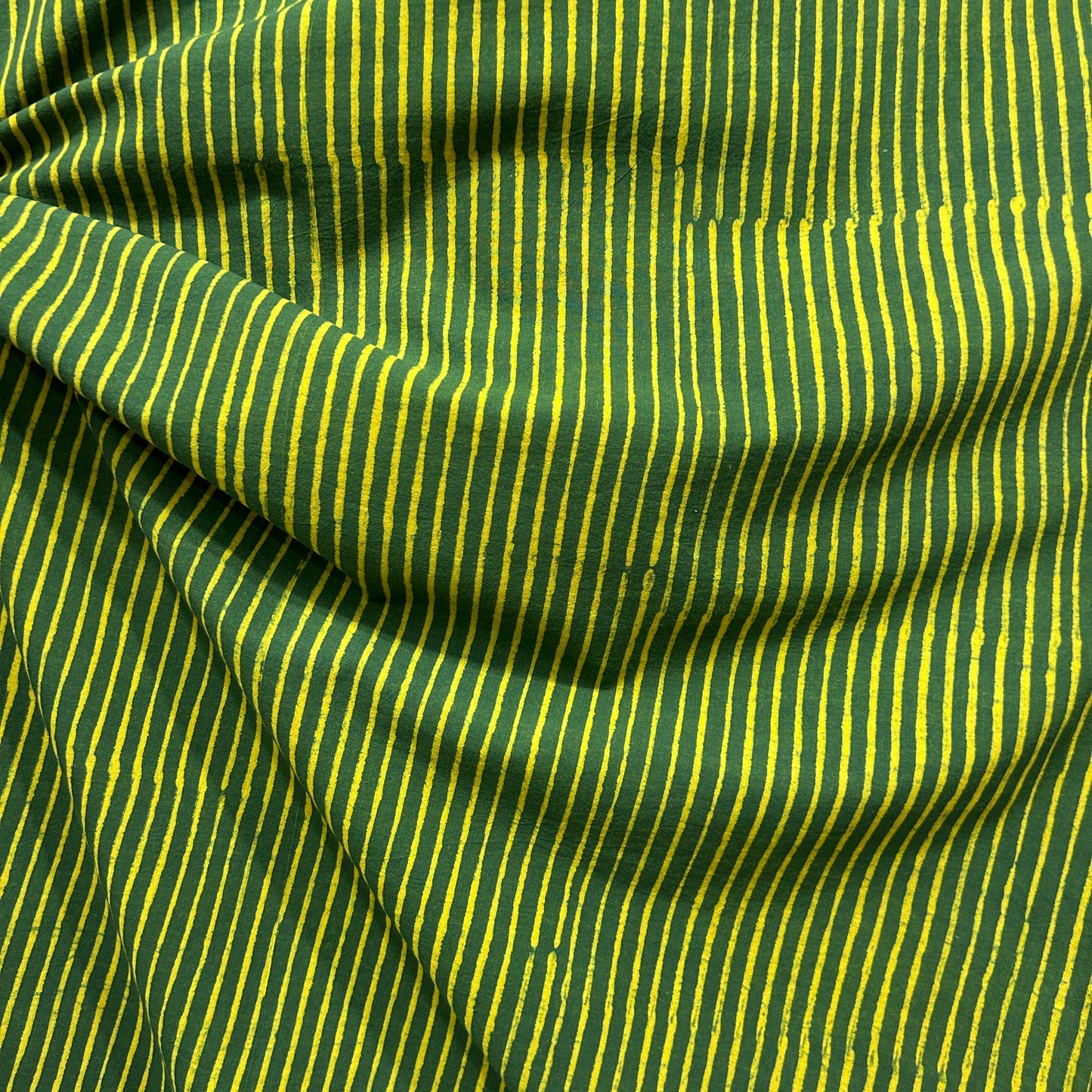 Dabu Green Stripes Hand Block Printed Fabric