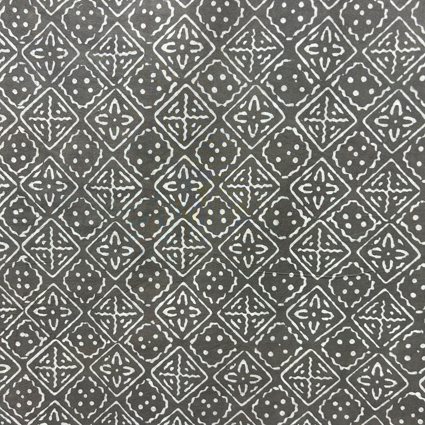 Dabu Grey Geometric Hand Block Printed Fabric