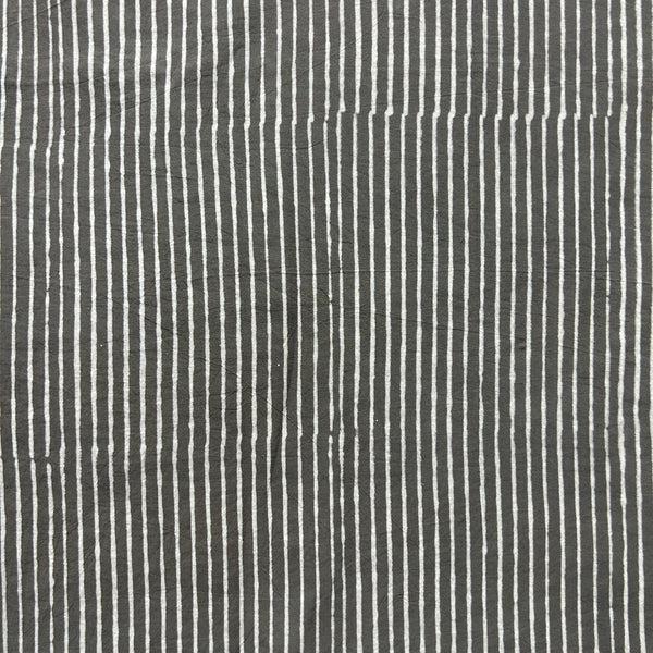Dabu Grey Stipes Hand Block Printed Fabric