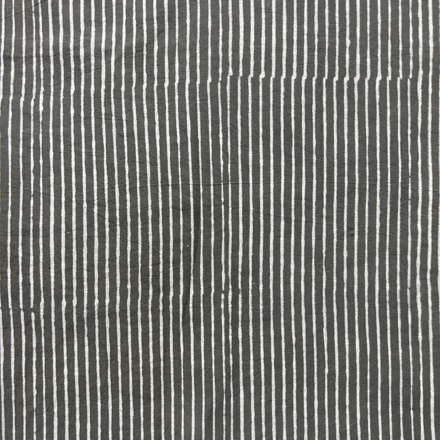 Dabu Grey Stipes Hand Block Printed Fabric