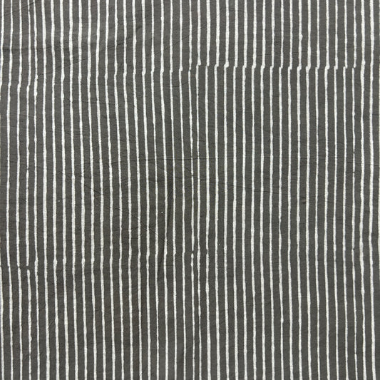 Dabu Grey Stipes Hand Block Printed Fabric