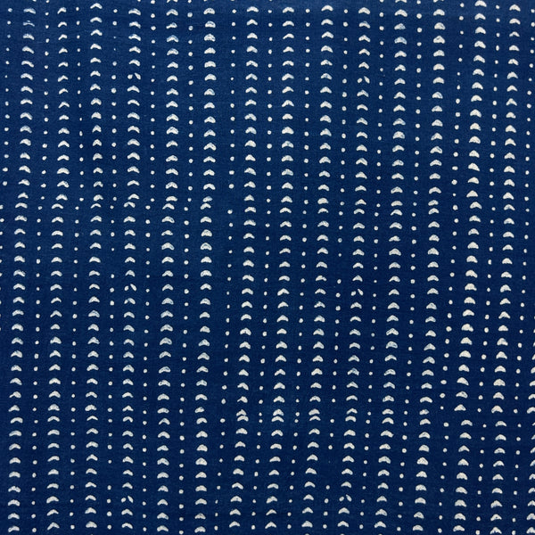 Dabu Blue Line Motif Hand Block Printed Fabric