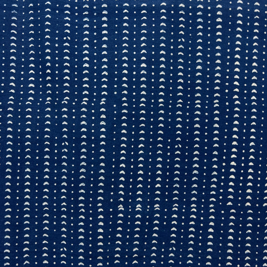Dabu Blue Line Motif Hand Block Printed Fabric