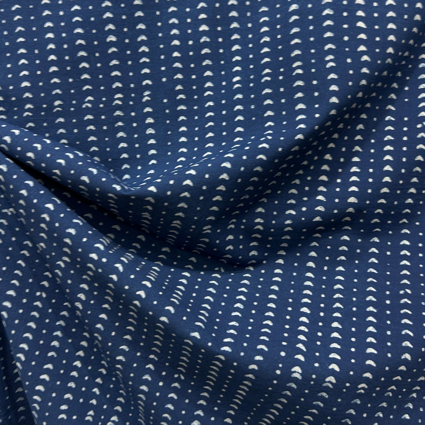 Dabu Blue Line Motif Hand Block Printed Fabric