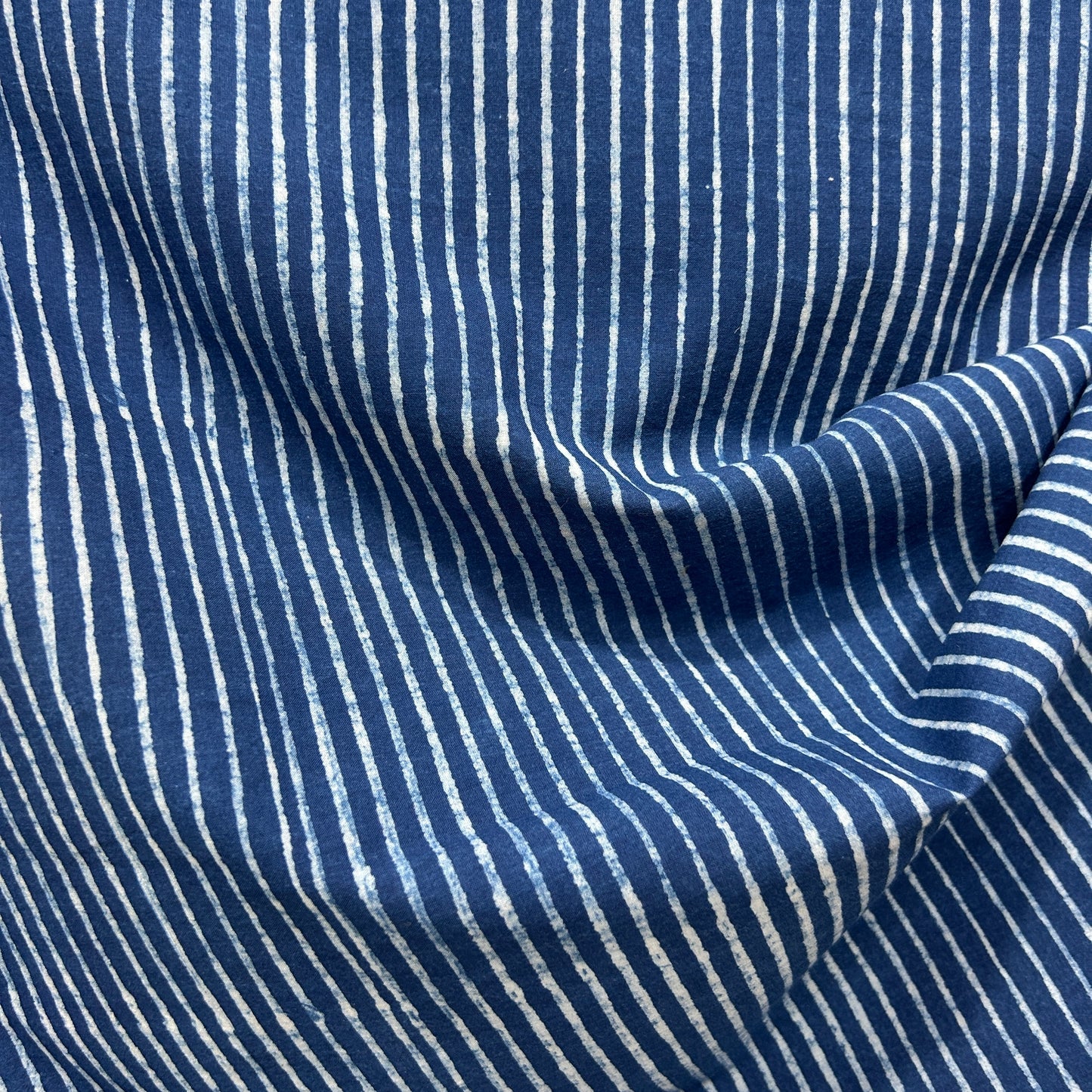 Dabu Blue Lining Hand Block Printed Fabric