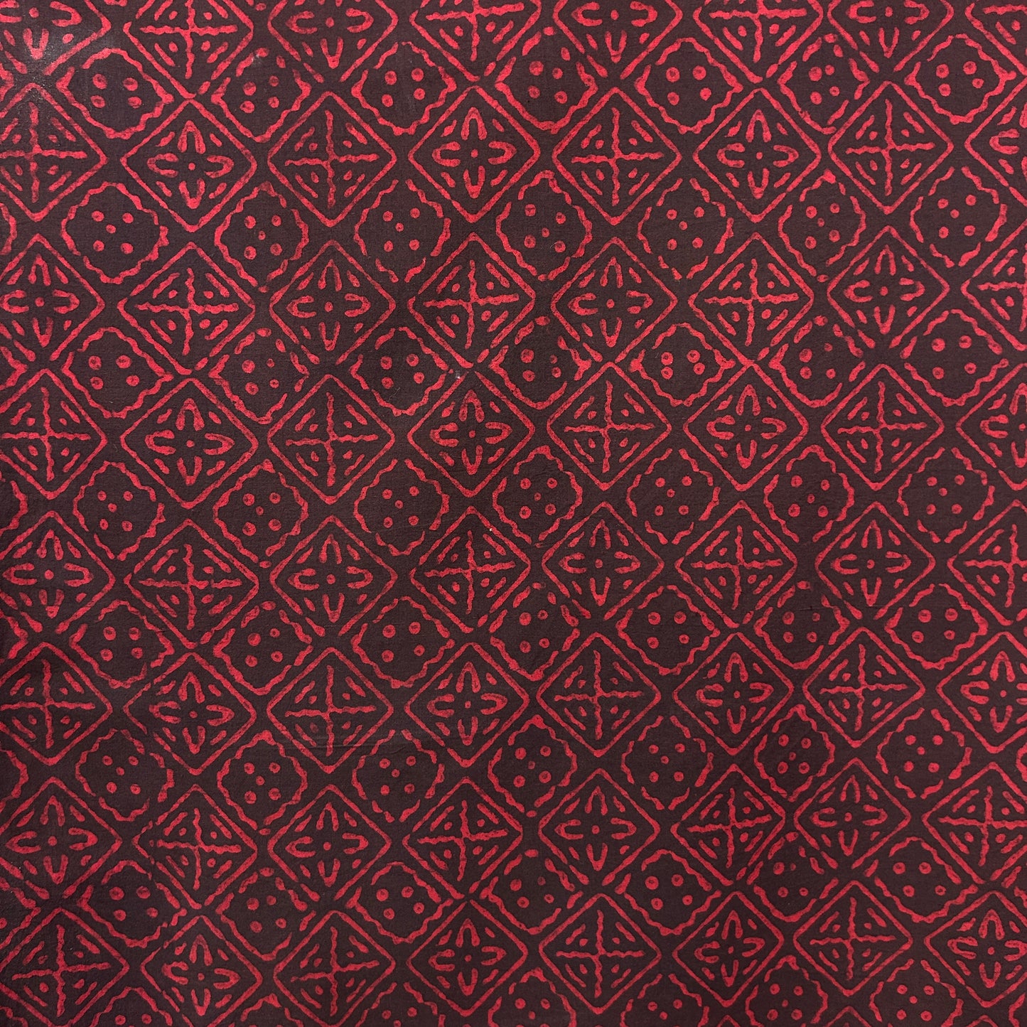 Dabu Red Geometric Hand Block Printed Fabric