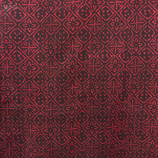Dabu Red Geometric Hand Block Printed Fabric