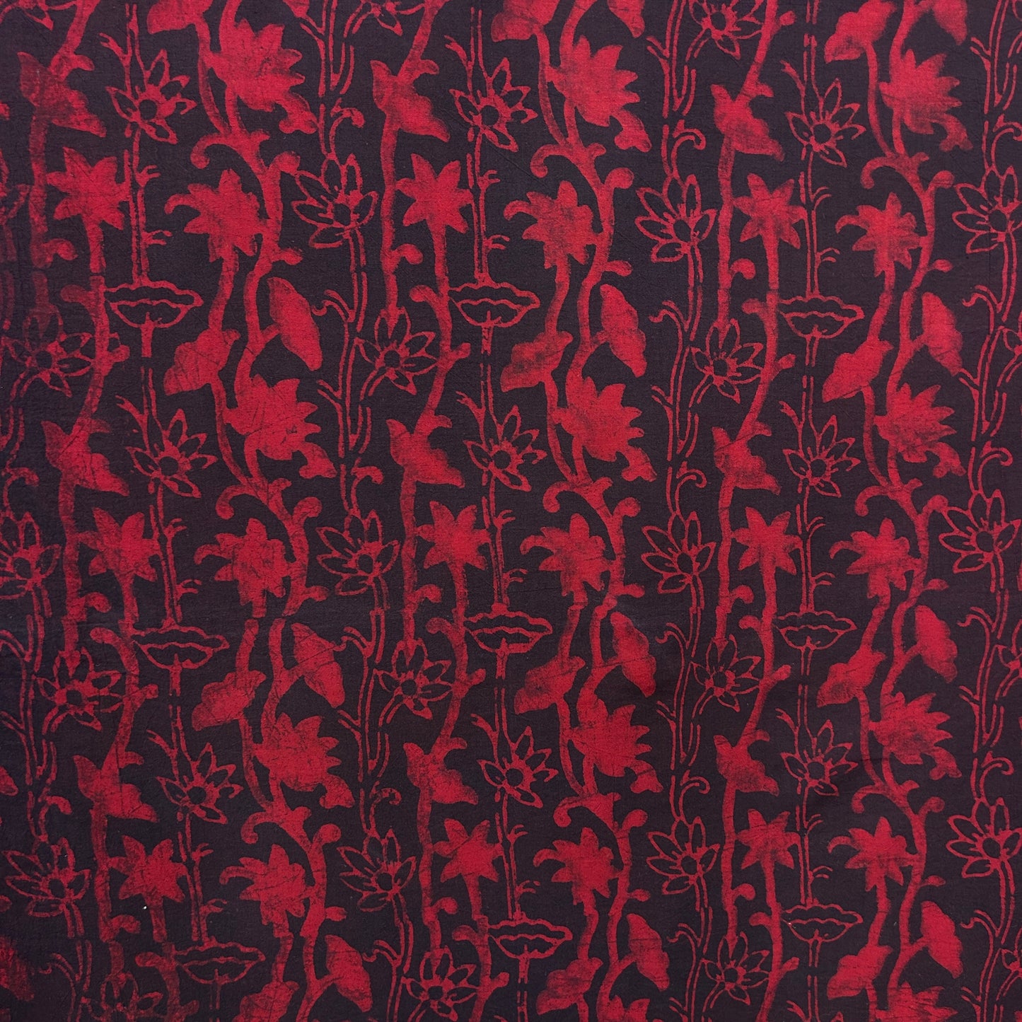 Dabu Red Cotton Floral Hand Block Printed Fabric