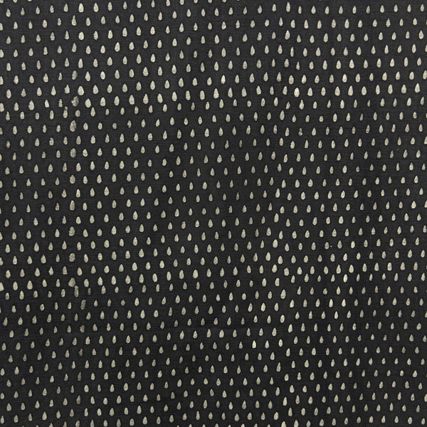 Dabu Brown Rain Drop Slub Cotton Hand Block Printed Fabric
