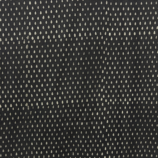 Dabu Brown Rain Drop Slub Cotton Hand Block Printed Fabric