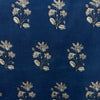 Dabu Blue Slub Cotton Floral Hand Block Printed Fabric