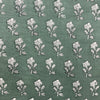 Dabu Green Floral Slub Cotton Hand Block Printed Fabric