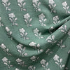 Dabu Green Floral Slub Cotton Hand Block Printed Fabric