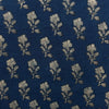 Dabu Blue Slub Cotton  Floral Hand Block Printed Fabric