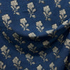 Dabu Blue Slub Cotton  Floral Hand Block Printed Fabric