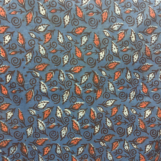 Dabu Blue Floral Hand Block Printed Fabric