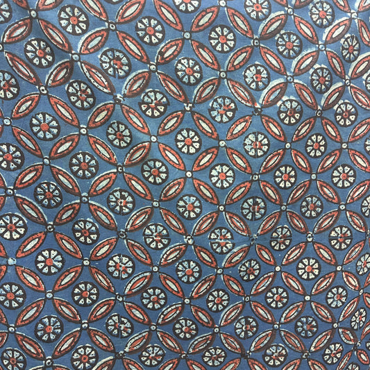 Dabu Blue Floral Hand Block Printed Fabric