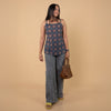 Ajrakh Blue Hand Block Printed Spagetti Top
