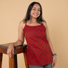 Ajrakh Red Hand Block Printed Spagetti Top