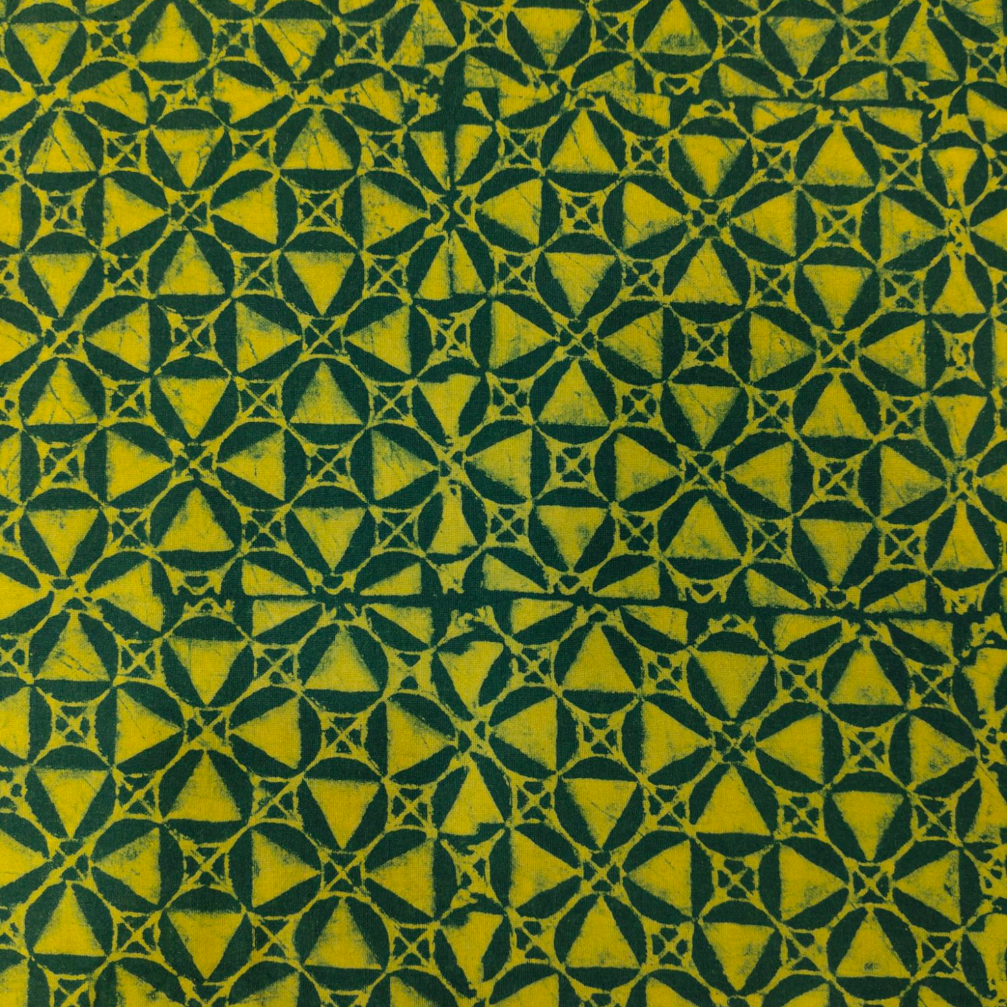 Dabu Green Geometric Hand Block Printed Fabric