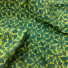 Dabu Green Slub Cotton  Floral Hand Block Printed Fabric