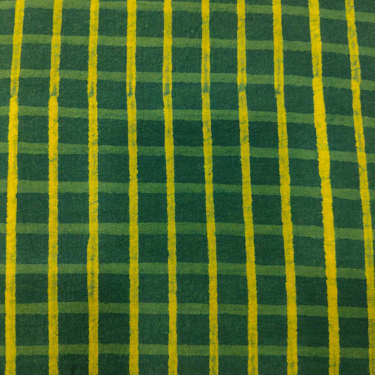 Dabu Green Lining Hand Block Printed Fabric