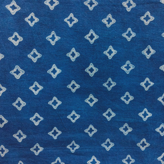 Dabu Blue Floral Hand Block Printed Fabric