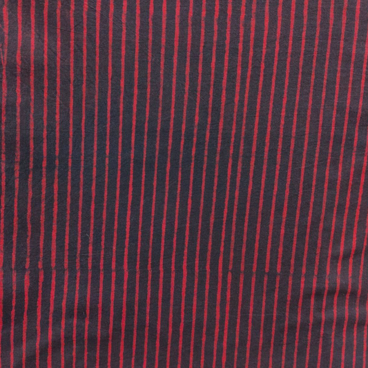Dabu Red Line Motif Hand Block Printed Fabric