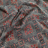 Modal Silk Ajrakh Brown Floral Hand Block Printed Fabric