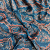 Modal Silk Ajrakh Blue Floral Hand Block Printed Fabric