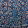 Modal Silk Ajrakh Blue Floral Hand Block Printed Fabric