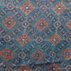 Modal Silk Ajrakh Blue Floral Hand Block Printed Fabric