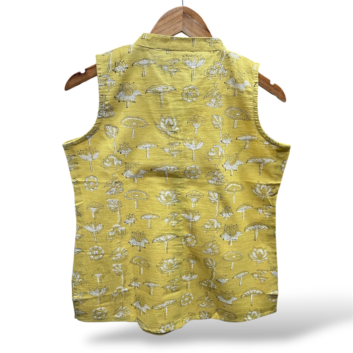 Yellow Dabu Slub Cotton Floral Tunic