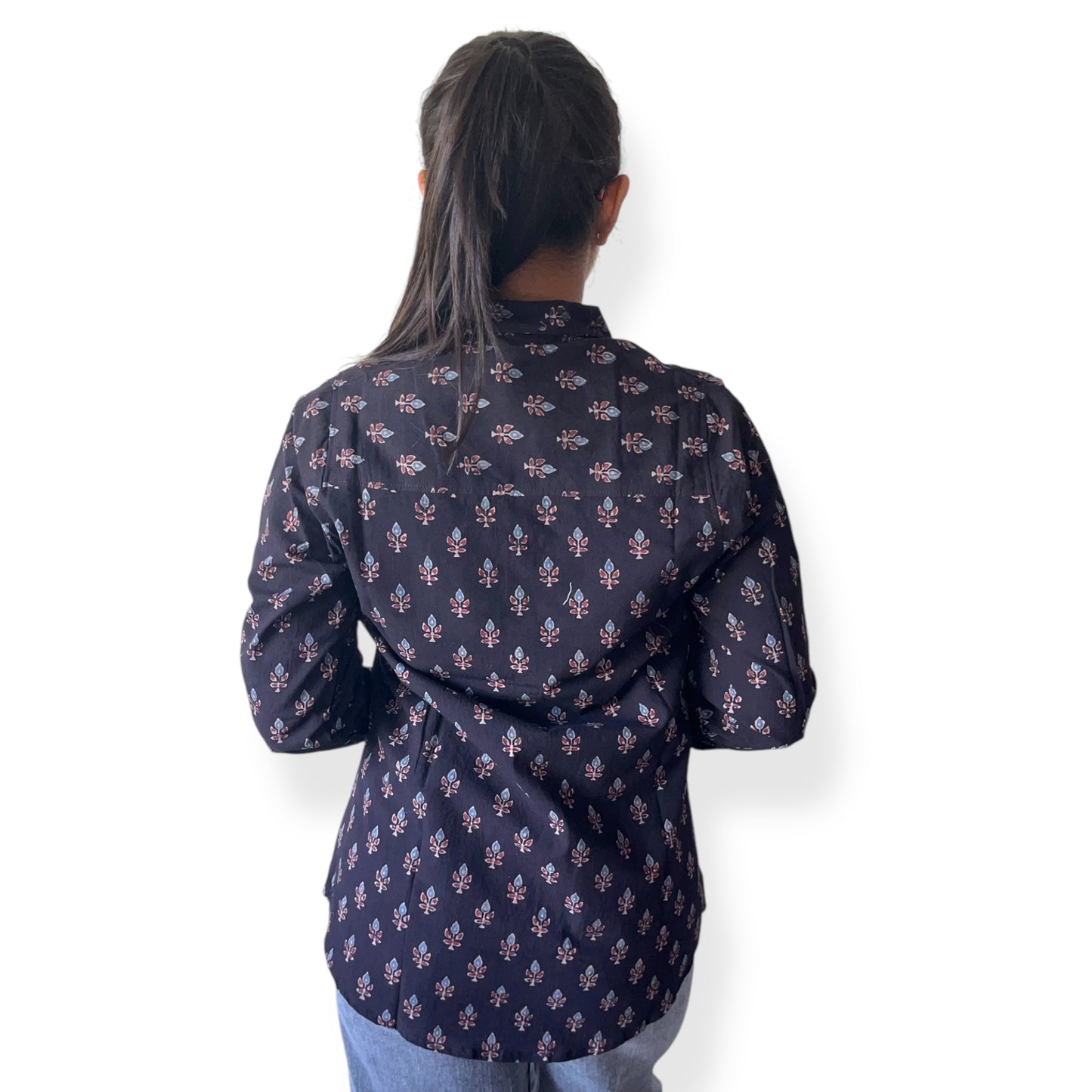 Black Ajrakh Floral Shirt