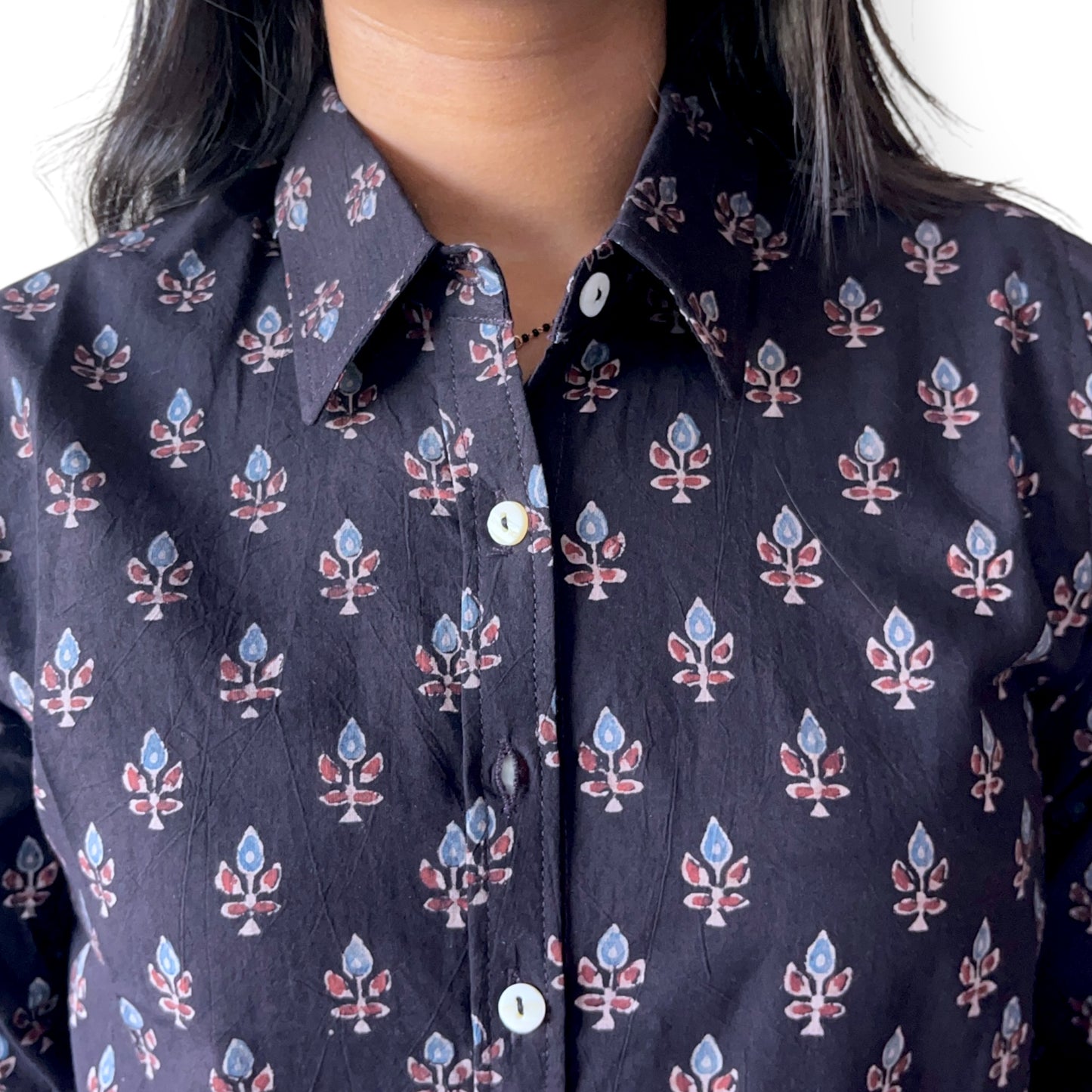Black Ajrakh Floral Shirt