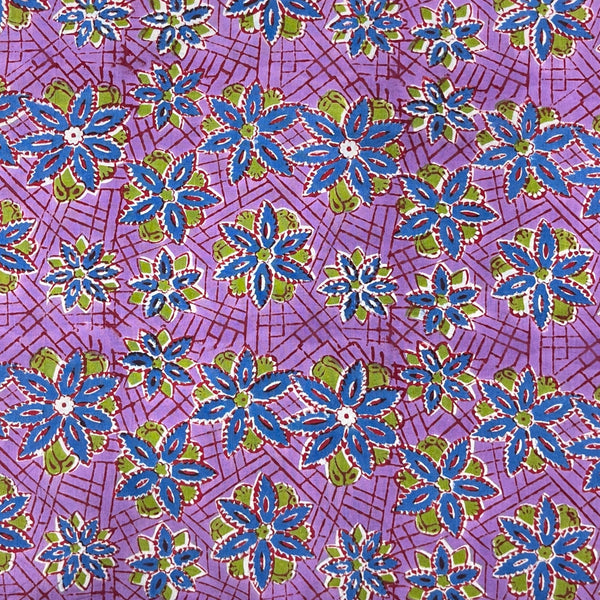 Rapid Purple Floral Hand Block Printed Fabric