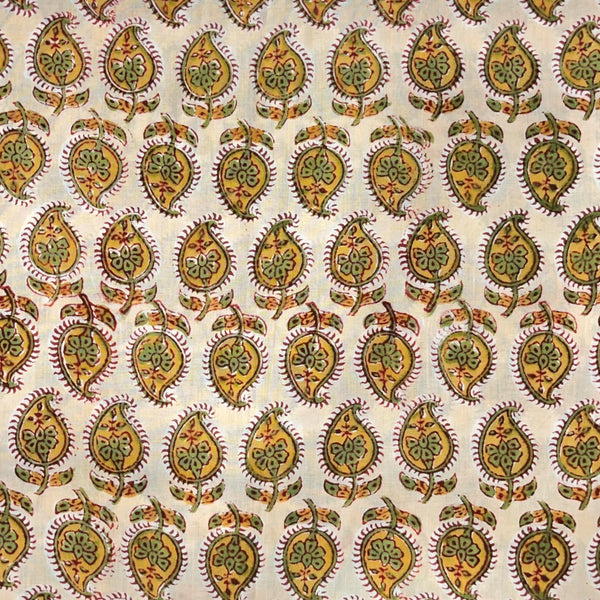 Rapid Cream Floral Hand Block Printed Fabric