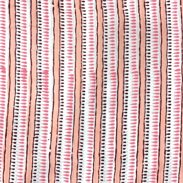Rapid Pink Stripes Hand Block Printed Fabric