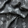 Dabu Grey Slub Cotton  Floral Hand Block Printed Fabric