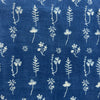 Dabu Blue Slub Cotton  Floral Hand Block Printed Fabric